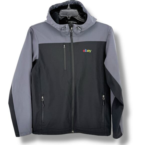 eBay Logo Embroidered Hooded Jacket Mens Size Medium Port Authority - Picture 1 of 6